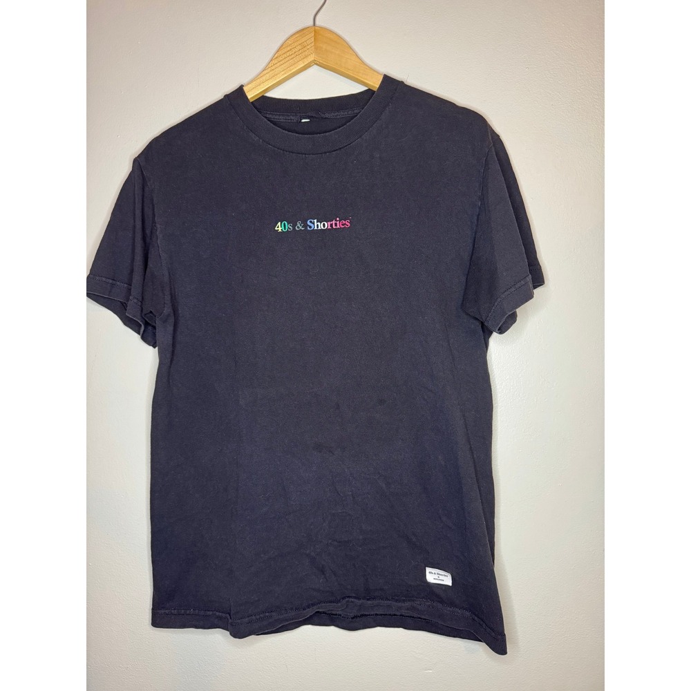 40s & Shorties Mens Embroidered Logo Graphic T-Shirt Black Streetwear Small